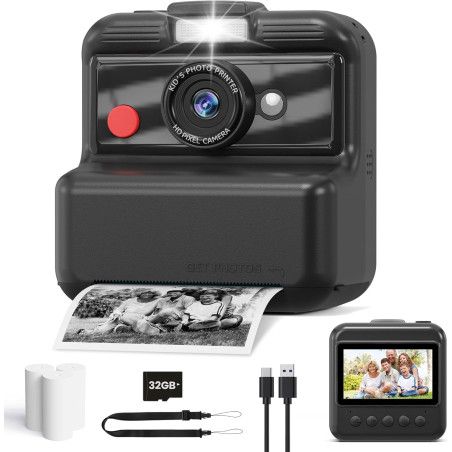 CAMCLID Appareil Photo Instantané Enfants, 3,0 Pouces Appareil Photo Numérique Enfant, 48MP/2,5K UHD Appareil Photo Enfant avec 