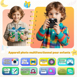 CAMCLID Appareil Photo Instantané Enfants, 3,0 Pouces Appareil Photo Numérique Enfant, 48MP/2,5K UHD Appareil Photo Enfant avec 
