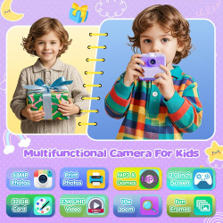 CAMCLID Appareil Photo Instantané Enfants, 3,0 Pouces Appareil Photo Numérique Enfant, 48MP/2,5K UHD Appareil Photo Enfant avec 