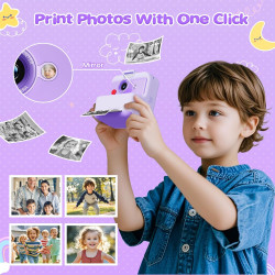 CAMCLID Appareil Photo Instantané Enfants, 3,0 Pouces Appareil Photo Numérique Enfant, 48MP/2,5K UHD Appareil Photo Enfant avec 