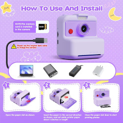 CAMCLID Appareil Photo Instantané Enfants, 3,0 Pouces Appareil Photo Numérique Enfant, 48MP/2,5K UHD Appareil Photo Enfant avec 