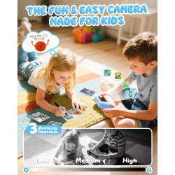 CAMCLID Appareil Photo Instantané Enfants, 1080P HD Appareil Photo Numérique Enfant avec Carte de 32GB & 3 Rouleaux de Papier d'