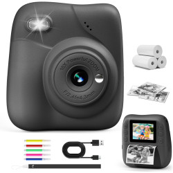 CAMCLID Appareil Photo Instantané Enfants, 1080P HD Appareil Photo Numérique Enfant avec Carte de 32GB & 3 Rouleaux de Papier d'