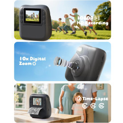 CAMCLID Appareil Photo Instantané Enfants, 1080P HD Appareil Photo Numérique Enfant avec Carte de 32GB & 3 Rouleaux de Papier d'
