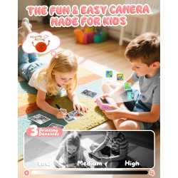 CAMCLID Appareil Photo Instantané Enfants, 1080P HD Appareil Photo Numérique Enfant avec Carte de 32GB & 3 Rouleaux de Papier d'