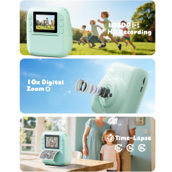CAMCLID Appareil Photo Instantané Enfants, 1080P HD Appareil Photo Numérique Enfant avec Carte de 32GB & 3 Rouleaux de Papier d'