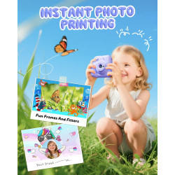 CAMCLID Appareil Photo Instantané Enfants, 1080P HD Appareil Photo Numérique Enfant avec Carte de 32GB & 3 Rouleaux de Papier d'