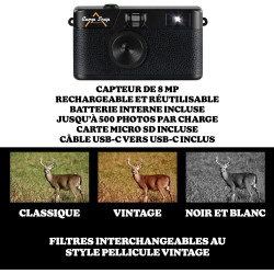 Camp Snap Appareil Photo Numérique,8MP Style Argentique Vintage, sans Écran et Format Compact,Stockage 2000+ Photos,Rechargeable