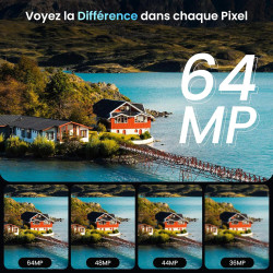 Appareil Photo Numérique 4K avec WiFi 64MP Appareil Photo Compact, Écran 3" 180° Orientable, Cartes de 32 Go, 2 Batteries, Zoom 