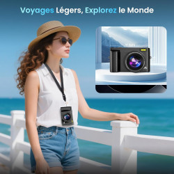 Appareil Photo Numérique 4K avec WiFi 64MP Appareil Photo Compact, Écran 3" 180° Orientable, Cartes de 32 Go, 2 Batteries, Zoom 