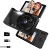 Appareil Photo Numérique 4K 64MP, Wevoor Digital Appareils Numérique Compact 32GB avec Écran Rabattable 180°, 18x Zoom Numérique