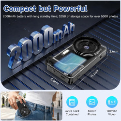 Appareil Photo Numérique 4K 64MP, Wevoor Digital Appareils Numérique Compact 32GB avec Écran Rabattable 180°, 18x Zoom Numérique