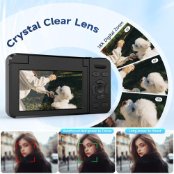 Appareil Photo Numérique 4K 64MP, Wevoor Digital Appareils Numérique Compact 32GB avec Écran Rabattable 180°, 18x Zoom Numérique