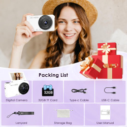 Appareil Photo Numérique 4K 64MP, Wevoor Digital Appareils Numérique Compact 32GB avec Écran Rabattable 180°, 18x Zoom Numérique