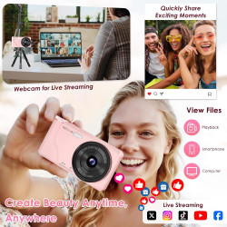 Appareil Photo Numérique 4K 64MP, Wevoor Digital Appareils Numérique Compact 32GB avec Écran Rabattable 180°, 18x Zoom Numérique