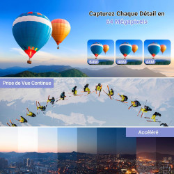 Appareil Photo Numérique avec WiFi 4K 64MP, WiFi Appareil Photo Compact avec Écran Rotatif 3” 180°, Zoom Numérique 16X, Autofocu