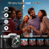 Appareil Photo Numérique avec WiFi 4K 64MP, WiFi Appareil Photo Compact avec Écran Rotatif 3” 180°, Zoom Numérique 16X, Autofocu