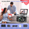 Appareil Photo Numérique avec WiFi 4K 64MP, WiFi Appareil Photo Compact avec Écran Rotatif 3” 180°, Zoom Numérique 16X, Autofocu