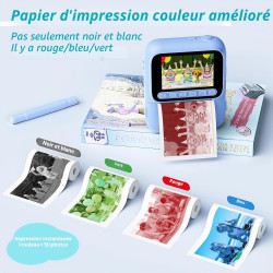 Appareil Photo Instantané Enfants,1080P Appareil Photo Enfant avec 5 Rouleaux de Papier,Carte 32GB et Stylos de Couleur,Appareil