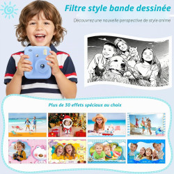 Appareil Photo Instantané Enfants,1080P Appareil Photo Enfant avec 5 Rouleaux de Papier,Carte 32GB et Stylos de Couleur,Appareil