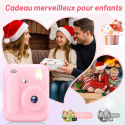 Appareil Photo Instantané Enfants,1080P Appareil Photo Enfant avec 5 Rouleaux de Papier,Carte 32GB et Stylos de Couleur,Appareil
