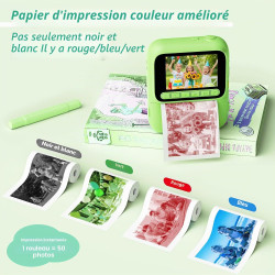 Appareil Photo Instantané Enfants,1080P Appareil Photo Enfant avec 5 Rouleaux de Papier,Carte 32GB et Stylos de Couleur,Appareil