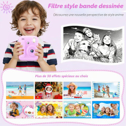 Appareil Photo Instantané Enfants,1080P Appareil Photo Enfant avec 5 Rouleaux de Papier,Carte 32GB et Stylos de Couleur,Appareil