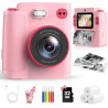 Appareil Photo Instantané Enfants, 1080P Appareil Photo Numérique Enfant & Caméra Vidéo avec Carte de 32GB & Papier d'impression