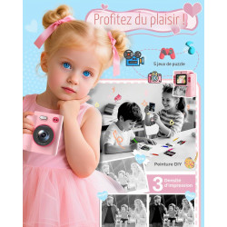 Appareil Photo Instantané Enfants, 1080P Appareil Photo Numérique Enfant & Caméra Vidéo avec Carte de 32GB & Papier d'impression