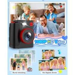 Appareil Photo Instantané Enfants, 1080P Appareil Photo Numérique Enfant & Caméra Vidéo avec Carte de 32GB & Papier d'impression