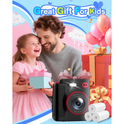 Appareil Photo Instantané Enfants, 1080P Appareil Photo Numérique Enfant & Caméra Vidéo avec Carte de 32GB & Papier d'impression