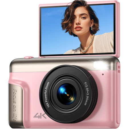 Appareil Photo Numérique 4K Digital: 64MP Appareil Photo Compact pour Vidéo avec Écran 3" Abattable 180° Digital Camera Zoom 16X