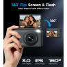 Appareil Photo Numérique 4K Digital: 64MP Appareil Photo Compact pour Vidéo avec Écran 3" Abattable 180° Digital Camera avec Zoo
