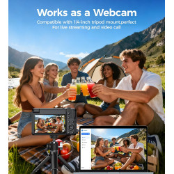 Appareil Photo Numérique 4K Digital: 64MP Appareil Photo Compact pour Vidéo avec Écran 3" Abattable 180° Digital Camera avec Zoo