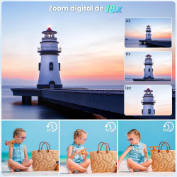 Appareil Photo Numérique avecà Double Écran - 48MP HD 4k Digital Caméra, Appareil Photo Compact Portable avec Zoom Numérique 18X