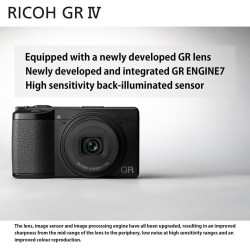 Appareil photo numérique compact haut de gamme Ricoh GR IV [Distance focale 28 mm] [Capteur CMOS APS-C 25,7 Mpx] [Démarrage rapi