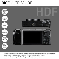 RICOH GR IV HDF, modèle amélioré du GR IV avec filtre de diffusion intégré. Appareil photo numérique compact haut de gamme ultim