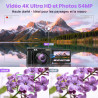 Appareil Photo numérique 4K 64MP avec WiFi écran Rabattable 180 degrés Zoom numérique 16x Double Batterie Carte SD 32 Go Chargeu