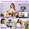 Appareil Photo numérique 4K 64MP avec WiFi écran Rabattable 180 degrés Zoom numérique 16x Double Batterie Carte SD 32 Go Chargeu