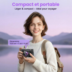 Appareil Photo numérique 4K 64MP avec WiFi écran Rabattable 180 degrés Zoom numérique 16x Double Batterie Carte SD 32 Go Chargeu