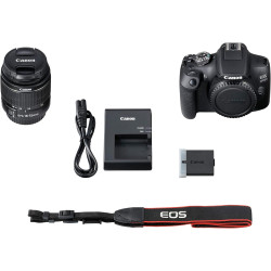 Canon EOS 2000d | Appareil Photo Réflex + (APS-C, 24.1 MP, WiFi, Full HD) + Objectif EF-S 18-55mm f/3,5-5,6 DC III, Noir