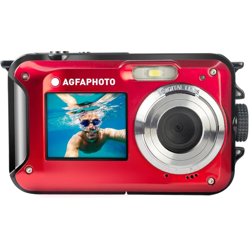 AgfaPhoto Realishot WP8000 - Appareil Photo Numérique Étanche, 3m/10, 24 MP, Vidéo Full HD, Double écran LCD, Zoom Digital 16x, 