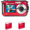 AgfaPhoto Realishot WP8000 - Appareil Photo Numérique Compact étanche - 2 Batteries + Dragonne Flottante Incluse- Rouge