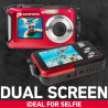 AgfaPhoto Realishot WP8000 - Appareil Photo Numérique Compact étanche - 2 Batteries + Dragonne Flottante Incluse- Rouge
