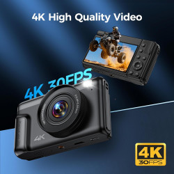 4K Appareil Photo Numérique Compact: 64MP Digital Camera avec 16X Zoom IPS Écran Rabattable Camescope - Cadeau pour Débutants En