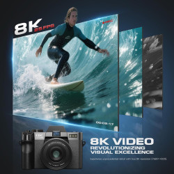 8K Appareils Photo numériques pour la Photographie, 64MP pour Vlogging Youtube avec poignée de Microphone et de trépied, caméra 