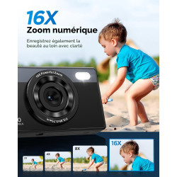 64Go Appareil Photo Numérique Enfant: 48MP Caméra Anti-secousse Photographie Vlogging Caméra pour Youtube 16X Zoom Numérique Pho