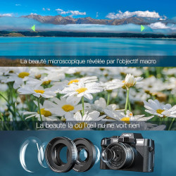 NBD 5K 64MP Appareil Photo numérique avec autofocus, Zoom numérique 16x, Écran IPS 3" 180°, WiFi + Lentille Grand Angle/Macro + 