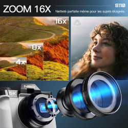 NBD 5K 64MP Appareil Photo numérique avec autofocus, Zoom numérique 16x, Écran IPS 3" 180°, WiFi + Lentille Grand Angle/Macro + 