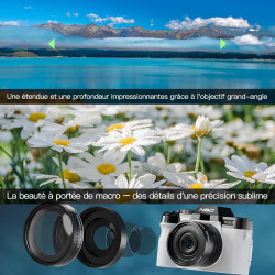 NBD 5K 64MP Appareil Photo numérique avec autofocus, Zoom numérique 16x, Écran IPS 3" 180°, WiFi + Lentille Grand Angle/Macro + 